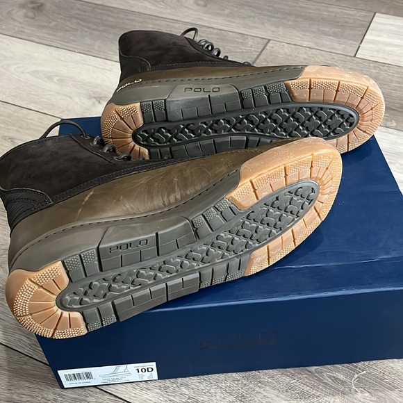 Polo Ralph Lauren Declan Winter Rain Duck boots black mens tumbled wax leather - Picture 6 of 10